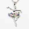 Crystal Necklaces Christmas Dancing Ballerina Dancer Crystal Ballet Dance Pendant Necklace Charm Gros Collier Femme Jewellery Women Jewelry