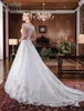 2019 Designer Custom Made Crystal Wedding Dresses V Neck spetsar en linje sveptåg illusion tillbaka anpassade billiga brudklänningar bc2612359