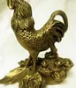 Chinese YELLOW Copper hEN Sratus Feng Shui Bronze Brass Ferocious Art & Crafts Wedding Home Hotel Decoration CR011