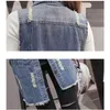 Fashion 2018 Summer Autumn Women Denim Vest Vest Womens Hole Hole Sets Jeans Jeans بالإضافة إلى حجم طوق طويل الطول T320