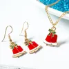 Fashion Necklace Earrings Sets Christmas Jewelry Sets Rhinestones Christmas Party Costume Decorations Xmas Gift for Women Girls