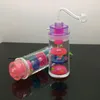 Akrilik Üç Katman Filtre Snuff Şişesi Cam Bbong Wwater Boru Titanyum Tırnak Öğütücü, Sigara Boru Karışımı Renkleri İçin Cam Bubblers