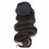 Onda del cuerpo natural Remy pieza de cola de caballo de cabello Extensiones de cola de caballo de cabello brasileño Clip de 4 colores en colas de caballo con cordón para mujeres negras 160g