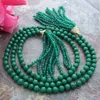 Hand knotted charming 4mm- 8mm green jade faceted round 106cm necklace fashion jewelry