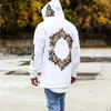 Men's Hoodies Sweatshirts New Design Flower Side Split Hoody Hooded Long Sleeve Jumper