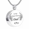 Unisexe Angel Wing Round Memorial Memorial Gratuit pour Cendres Urn Charm Pendentif Collier, dans mon coeur Pendentif pour toujours