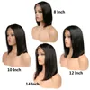 Pełne Koronki Ludzkie Włosy Peruki Dla Kobiet Natural Black 130% Gęstość Peruwiański Remy Hair Silky Proste Krótkie Koronki Bob Koronki Przednie Ludzkie Włosy Peruki