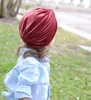 Fashion Children turban hat front knotted velvet hat cute kid warm winter head wrap cap girl boy party fancy dress hat