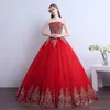 Real Po Princess Embroidery Gold Red Wedding Dress 2016 Vestido de Noiva Bride Dress Billig Romantic Bride Dress Fashionable8671649