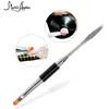 Poly Gel Dubbelhuvud Använd Nail Art Brush Draw Painting Black Pen för Nail Gel Polish Extension UV Gel Building Pen