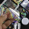 Holografik Tırnak Folyo Lazer Çiçek Dreamcatcher Karışık Desenler Galaxy Manikür Nail Art Transfer Sticker Noel Halloween Partisi için Set