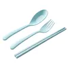 Environmental Wheat Platycodon Straw Cutlery Set Flatware Sets Portable Camping Tableware Spoon Fork Chopsticks Customized LOGO