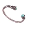 VB300027 Antique Silver Viking Norse Mystical Turquoise beads at each end Open Cuff Bracelet2798