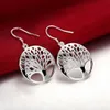 Nueva llegada Charm Earings 925 Sterling Silver Classic Tree of Life Pendientes de gota joyería de moda que hace para los regalos de las mujeres