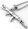 2018 new Fashion Cool AK47 Assault Rifle Pendant Necklace European Hip Hop Jewelry Stainless SteelGoldBlack Gun Plated Chain for5127346