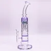 Narguilés 13 "Bong en verre Mysterious Cyan Eye avec double nid d'abeille et tête d'arrosage Perc Pipe à eau 14,5 mm Cone Bowl dab rig