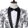 2018 personnalisé sur mesure hommes costumes de mariage Design de mode Slim garçons d'honneur mariage marié smoking blanc et noir Rose hommes costumes 3 pièces