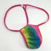 Mens G-String Pouch Low Rise String Posing Thong Contoured Pouch Triangle Back G7994 Stretchy Underwear Rainbow Color Printed291n