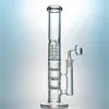 2018 New Arrival Glass Bongs Triple Comb Birdcage Perc Dab Oil Rigs Big Straight Tube Glass Water Pipes With 18mm Bowl Banger HR316