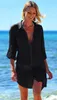 Swimwear Beach Cover Up T Shirt Dress Women's Swimming Suit V Neck Dresses Pareo Beachwear Swimsuit Solid Tunic Tunique Femme