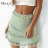 Missychilli Sexy Fringe Lato Mini Spódnica Kobiety Boho Knit Koronki Krótka Spódnica Pościel Green Holiday Beach Black High Waist Spódnica Slim S916