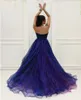 Newest High Low Prom Dresses Halter Sequins Beaded Tiered Organza Skirt Sparkly Backless Prom Dresses Graduation Dresses HY4095