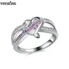 Vecalon 4 couleurs bague en forme de coeur couleur argent cristal Cz bague de fiançailles de mariage pour les femmes livraison directe bijoux