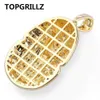 Topgrillz hiphop smycken isad ut guldfärgpläterad mikrobanva CZ Stone Egyptian Farao Pendant Necklace Three Chain 24 In5662077