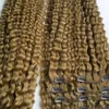 Clip in Human Hair Extensions Remy Brazylijski Kinky Cliply Clip Ins 8 Sztuk / Zestaw Klipsy 100% Remy Włosy 10-24 100 g / set