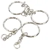 Anneau de clé de voiture entier 50pcs Blanking Blanks 55 mm Tone en argent Keychain Top Quality Fob Split Rings 4 Link Chain Travel Buckle1902374