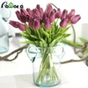 10 pcs flores artificiais pu tulipas buquê artificial falso vívido vívido touch touch tulip para decoração de casamento decoração de casamento