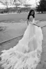 A Line Beach Wedding Dresses Sweep Train Sweetheart Sweep Train Luxury Feather Boho Bridal Dress Backless Tiered Plus Size Wedding Gowns