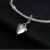 Подходит для браслетов Pandora 30 шт.. Гладкая подвеска в виде сердца. Серебряные подвески.