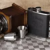 gift stainless steel hip flask flagon quality wine whisky pot bottle drinkware for drinker flagon funnel cup 1set