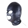 Esaret Yumuşak Deri Tam Kafa Koşum Hood Maskesi Başlık Açık Göz Ağız Cosplay Siyah # G94