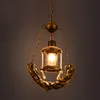 Vintage Bronze Resin Kerosen Glas Korridor Hänge Lampa Trappa Väska Hängande Ljus Amerikanska Kaffehus Bar Counter Ljuskronor