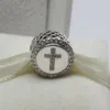 925 Sterling Silver Faith Cross Charm Bead Fits European Pandora Style Jewelry Bracelets Necklace