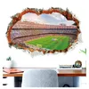 3D stereo pęknięte w widoku ściany piłka nożna futbolowe naklejki ścienne do domu plakat ścienna sztuka sztuka salon sypialnia biuro dekoracje tapety3670066