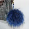 Véritable porte-clés en fourrure argent renard cheveux pompon charme bijoux porte-clés sac charme moelleux fourrure porte-clés charme