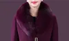 Wholesale-2017 جديد إمرأة شتاء طويل الصوف سترة الفراء طوق كبير الحجم 6xl معطف السيدات سليم جودة عالية ستر 6 اللون PQ033