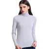 2017 automne hiver col roulé T-shirt femmes à manches longues coton T-shirt velours épaissir grande taille tricoté hauts bas t-shirts