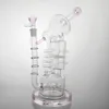 Bong Pink Big Glass Water Bongs 13 '' Blaugrüne robuste Runde Basis Bubbler Recycler Hipster Glaswasserrohre