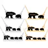 Mama Bear Tag Engraved Animal Pendant Necklace Gold Silver Mother Kids Love Necklace Simple Fashion Mom Children Jewelry drop ship