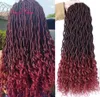 18inch deusa de crochet Locais Extensões de cabelo sintético Faux Locs Curly Crochet Tranças Ombre Kanekalon Trançando Cabelo Boémia Bloqueios Marley