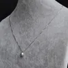 Grå pärla hängsmycke halsband, 8mm rund sötvattenspärla med 925 sterling silver kedja smycken, ny gratis frakt
