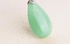 iSTONE Green Jade Water Drop Pendant Necklaces With 925 Sterling Silver Necklace 100% Natural Gemstone Fine Jewelry for Women