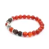 Bracciale con ciondolo testa di gufo animale color argento da 8 mm con pietra naturale rossa sardonica energia yoga braccialetto con perline gioielli per donna uomo