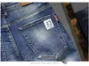 Mode män denim blå shorts sommar casual knä längd kort hål jeans plus storlek 28-38