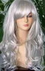 Cos długie srebrne białe włosy z bańką cosplay pełnej peruki
