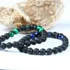 New Green & Blue Cz Beaded Men Bracelets Wholesale 10pcs/lot With Natural Tiger Eye And Matte Onyx Stone For Gift